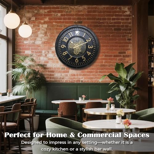 AYRELY® 24IN Decorative Moving Gear Large Wall Clock, Oversized Industrial - Image 4