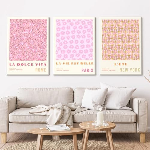 Pink Flower Market Wall Art Decor Aesthetic Abstract Canvas Floral Minimalist - Image 7
