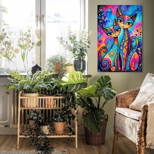 Colorful Cat Portraits Poster Whimsical Cats Canvas Wall Art - Image 5