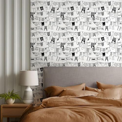 REDAMANCY Modern Abstract Black and White Laundry Clothes Line Painting Art - Image 6