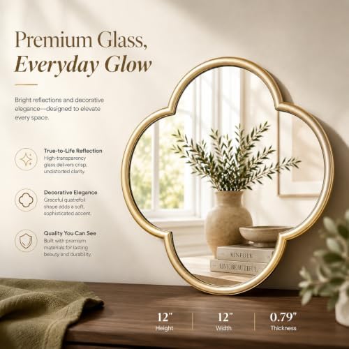 2 Pack Clover Wall Mirrors, Real Glass Decorative Mirrors - Image 3