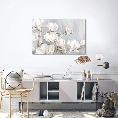 SEVEN WALL ARTS White Magnolia Canvas Wall Art Flowers Pictures Blossom Floral - Image 2