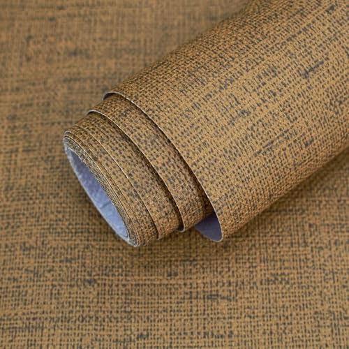 Brown Wallpaper Peel and Stick Removable Grasscloth Textured Contact Paper by MANONIRIA