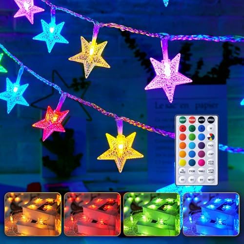 Minetom Star String Lights Battery Operated - 17 ft 50 LED Color Changing Star by Minetom