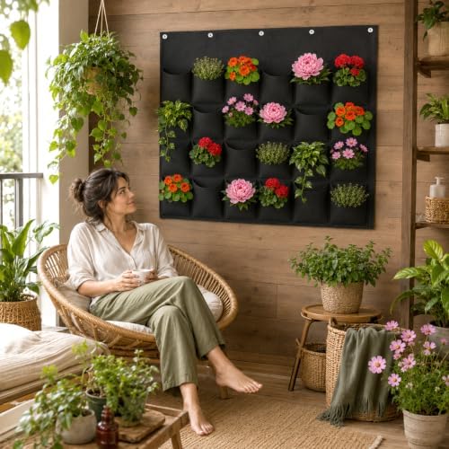 Vertical Wall Planter, 24 Pockets Breathable Felt Living Wall Planter - Image 5