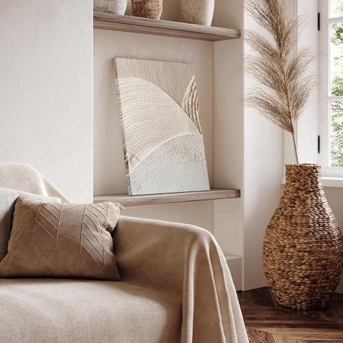 Neutral Abstract Wall Art Set of 3, Minimalist Textured Canvas Decor - Image 2