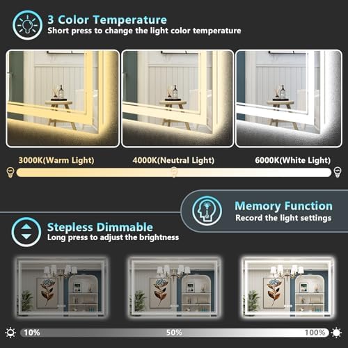 50x40 LED Bathroom Mirror, Backlit & Front Lit Lighted Mirror - Image 4