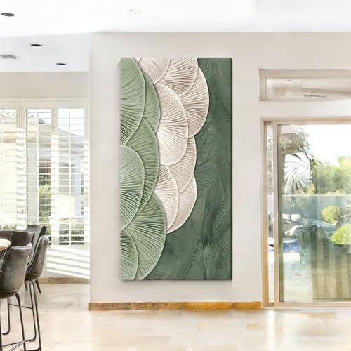ONEOLTN Large Textured Abstract Green Wall Art Mid Century Natural Botanical - Image 7