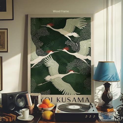 Framed Canvas Wall Art Japanese Flying Cranes Artwork 20x30in Vintage Bird - Image 3