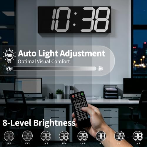 CHKOSDA 18.7" Digital Wall Clock, 164ft Visibility - Image 4
