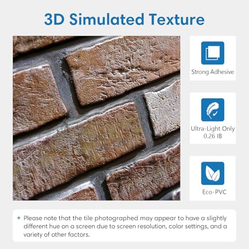 COMSTICKC 3D Brown Faux Brick Wall Panel Peel and Stick Wall Covering - Image 3