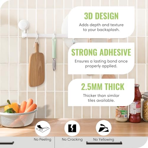 Select 5 Pack Peel and Stick Backsplash Square Tiles, 12x12 in - Image 2
