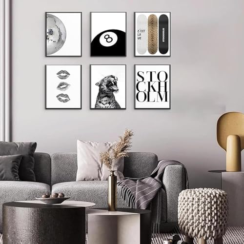 Liacxony Stockholm Leopard Set of 6 Wall Art Posters Set Black and White - Image 6