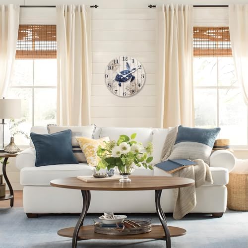 XFM Sea Turtle Wall Clock Battery Operated 12 Inch Blue Nautical - Image 7