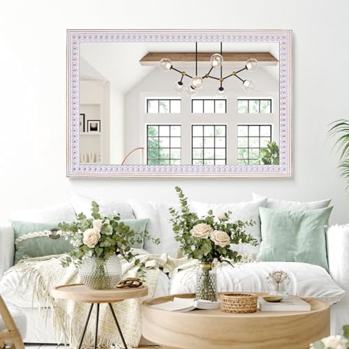 36x24 Inch Rectangle Wall Mirror, Wooden Rectangular Bathroom Mirrors - Image 2