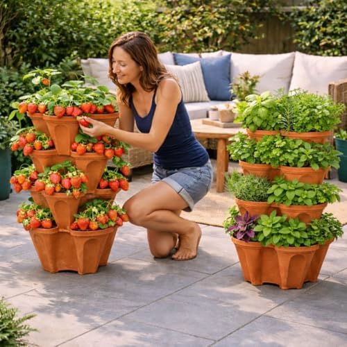 Vertical Garden Planter 4 Tier Stackable System 16 Plants, Space Saving Herb - Image 2