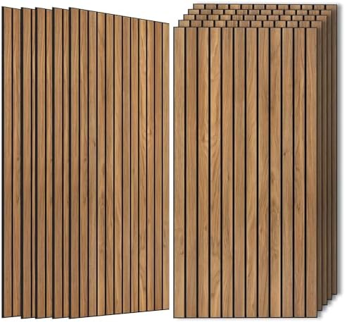 Acoustic Wall Panels, 10 Pack Sound Panels, 47.2”x23.6”, Rustic Teak by AUTORIFIC