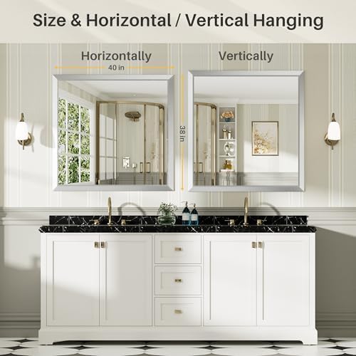 Briivue Bathroom Wall Mirror, 40x38 Inch - Image 6