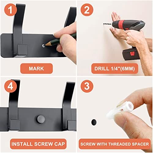 Coat Rack Wall Mounted, 5 Coat Hooks - Image 6