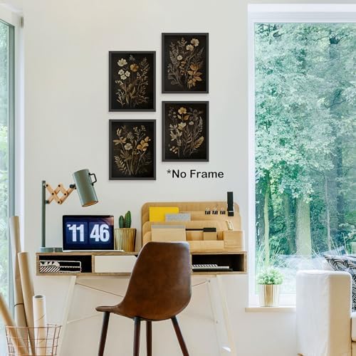 TLESKE Vintage Black Botanical Floral Posters Prints Unframed 12x16 Set of 4 - Image 3