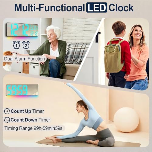 TXL 17.2-Inch Large Mirror Digital Wall Clock - Image 3