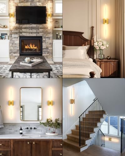 Wall Sconce Set of 2: Gold Rechargeable Wireless Magnetic Install - Image 4