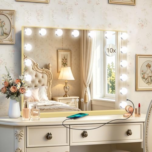 Ratsamee Gold Hollywood Vanity Mirror by RATSAMEE