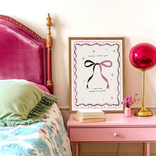 Framed Pink Bow Wall Art, Coquette Preppy Canvas Wall Decor Pictures, Trendy - Image 7