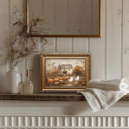 uniro Vintage Gold Framed Wall Art, Vintage Cute Ghosts Haunted Halloween - Image 5