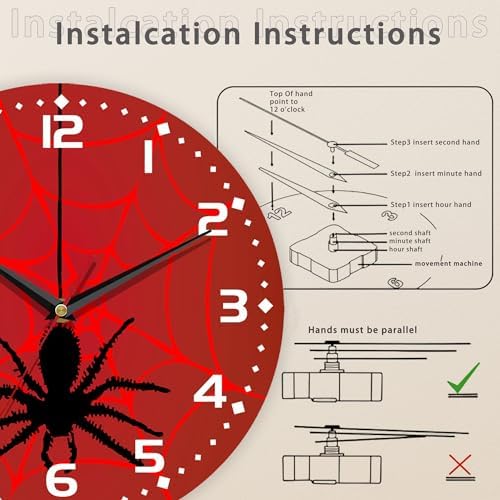 Spider On Spider Web Wall Clock Vintage Wooden Wall Clock Silent Non-Ticking - Image 4