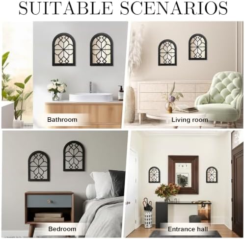 Set of 2 Arched Window Wall Mirror, Rustic Farmhouse Accent Mirror - Image 5