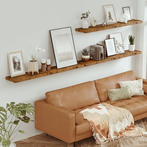 Vivelove Deep Floating Shelves 55x10” Set of 1, Rustic Brown - Image 6