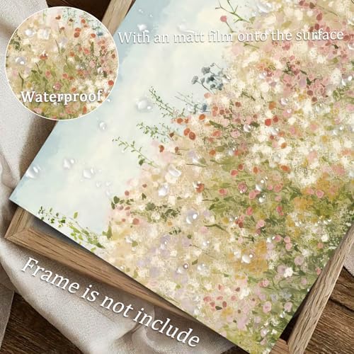 uniro Wildflower Field Vintage Canvas Wall Art - Image 5