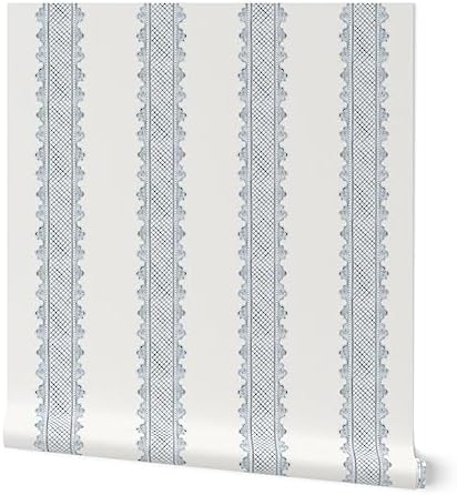 Spoonflower Preppy Blue Stripes Peel and Stick Removable Wallpaper by Spoonflower