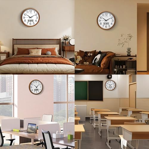 TIMESS Wall Clock, Classic Wood Style Finish, 16 Inch Non-Ticking Silent - Image 6