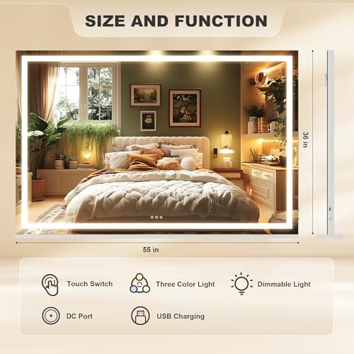 Hasipu Vanity Mirror with Lights, Lighted Makeup Mirror with Dimmable 3 Modes - Image 2