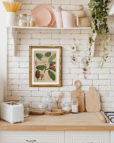 InSimSea Gold Bamboo Framed Wall Art, Retro Magnolia Botanical Print - Image 6