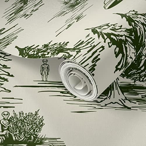 Spoonflower Alien Toile Peel and Stick Removable Wallpaper - Image 2