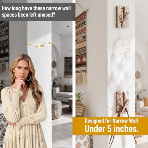 Boho Folding Wall Hooks: Decorative Wood Hanger 2Pack - Image 2