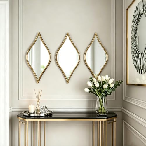 Decorative Tear Drop Gold Mirror Wall Decor 6 X 15 Inch - Image 4