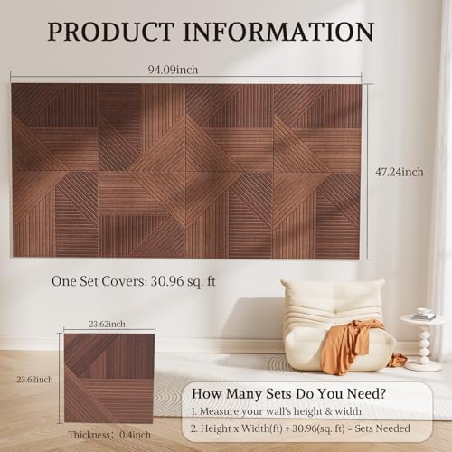 Acoustic Wall Panels, 8 Piece 23.62" X 23.62" Peel and Stick Wall Panels - Image 2