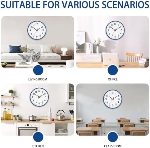 10 Inch Wall Clock Battery Operated Silent Non Ticking Quartz - Image 6