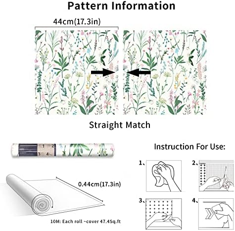 JiffDiff 17.3'' x 393.7" Floral Peel and Stick Wallpaper Vinyl Wallpaper Flower - Image 6