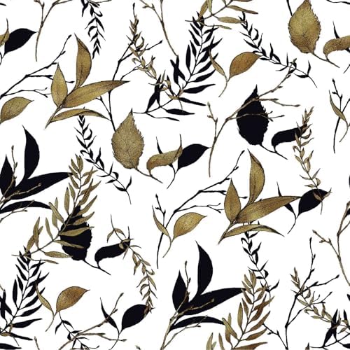 Black and Brown Leaf Peel and Stick Wallpaper 17.7in x 88.5in by Akodm