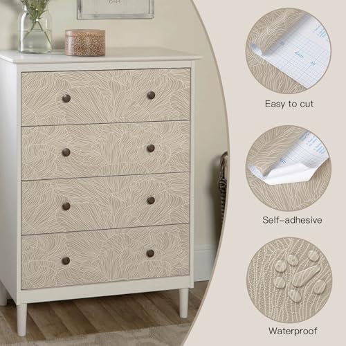 Heroad Peel and Stick Wallpaper Boho Brown Contact Paper 17.3"x393" Striped - Image 2