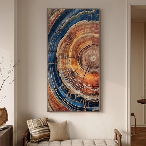 Large Framed Vertical Vintage Tree Ring Wall Art by Cuspin