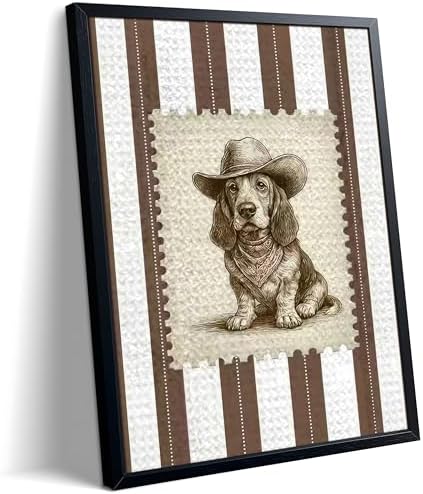 Vintage Cowboy Dog Wall Art, Western Basset Hound Canvas Print, Farm Rustic by Unknown