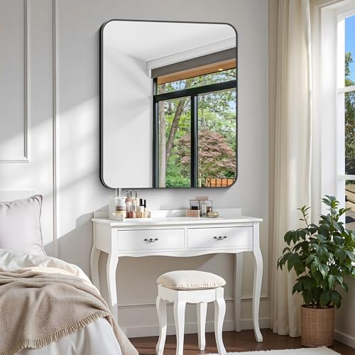 2pcs Bathroom Mirror, 36 x 30 inch Metal Framed Black Rectangle Mirror - Image 6