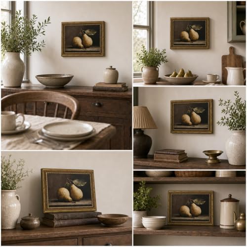 Vintage Gold Framed Pear Still Life Canvas Wall Art 12x16 Inch - Image 7