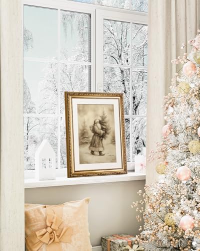 VIYYIEA Gold Framed Christmas Santa Wall Art Canvas Painting, 16×13 Inch - Image 3